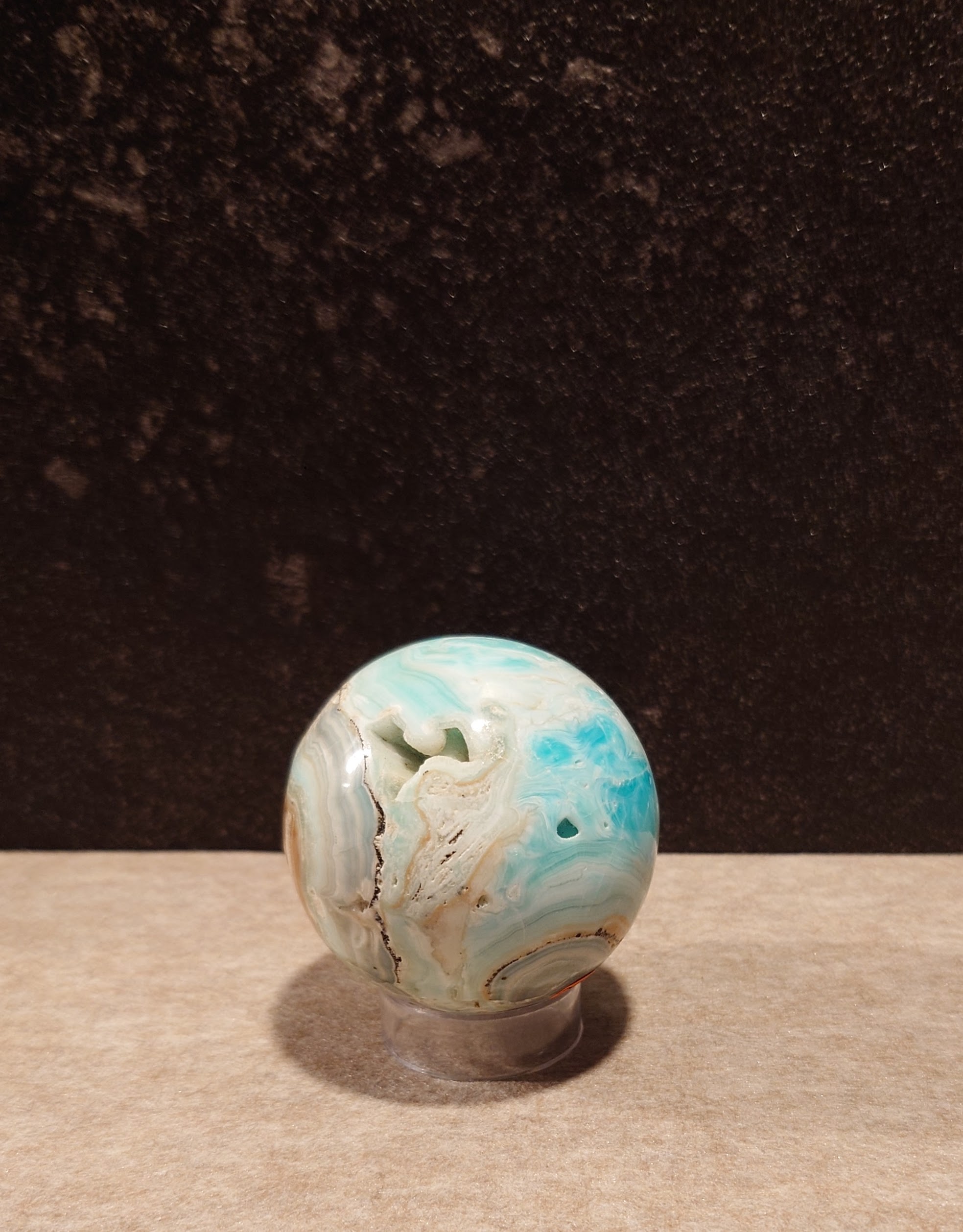 Maanbol van Caribbean Blue Aragoniet